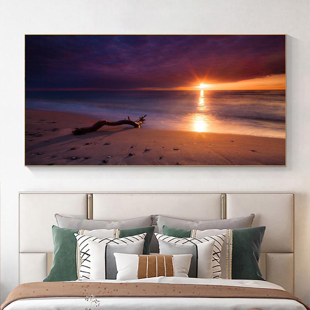 Modern Sea Wave Beach Sunset Landscape Canvas Painting Nature Seascape Posters and Prints Wall Art Pictures Home Decor
