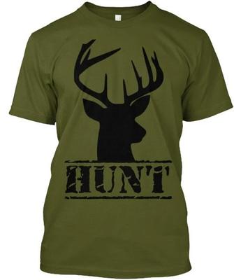 Hunt 100% Cotton T-shirt Mens Tees Top Made In the USA T-Shirt Tee Top Unisex