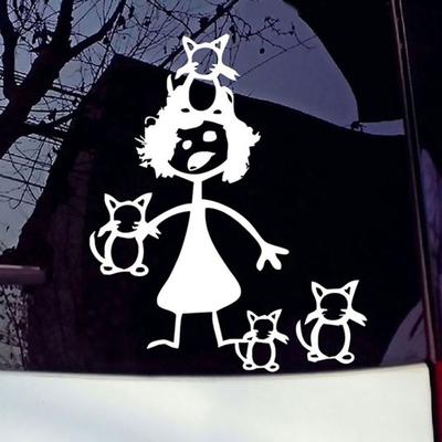 Adesivi Decorativi Riflettenti per Auto Veicolo Gatti Pazzi Cartone Animato Divertente