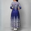 QICED Women's O-neck Vintage Print Long Sleeve Maxi Dress Spring Autumn