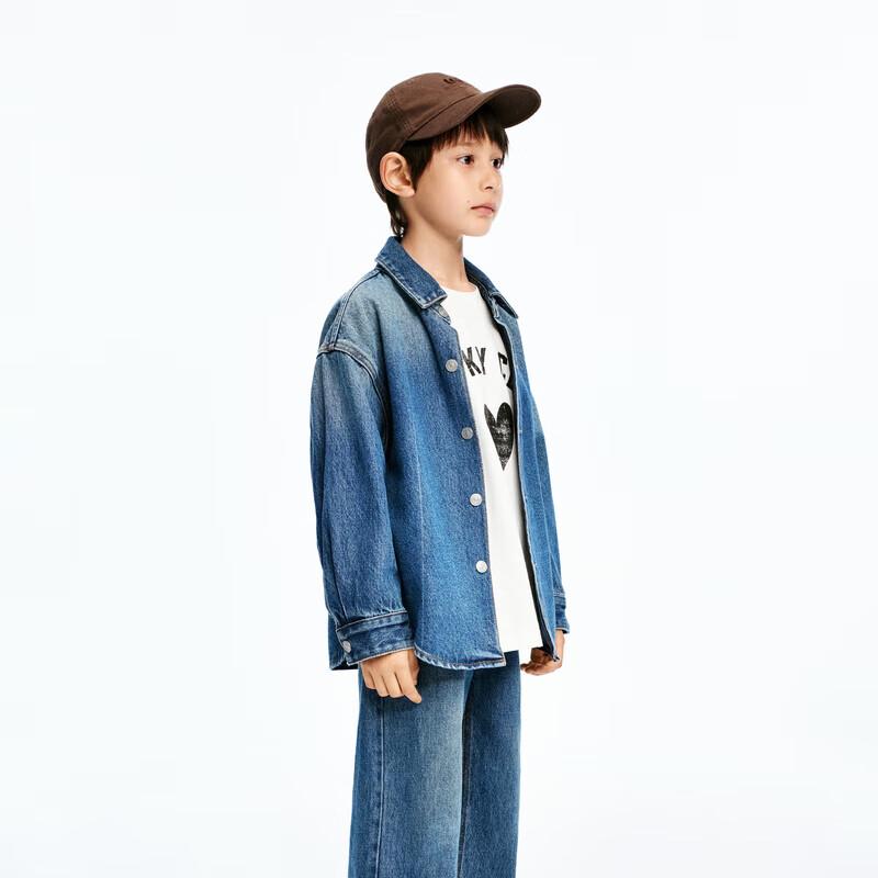 Little MO&Co. Kids  Washed Gradient Denim Long-Sleeve Jacket Shirt 120
