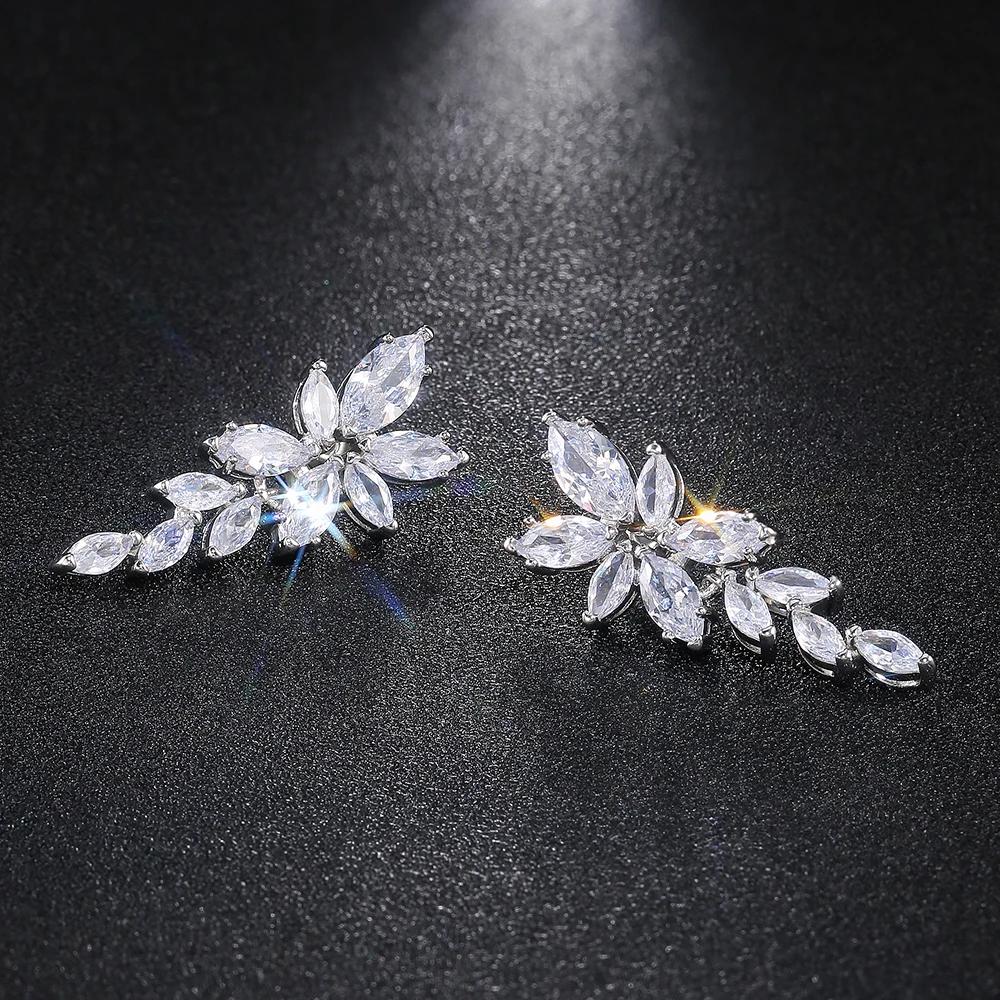 CAOSHI Stylish Wedding Jewelry Drop Earrings for Women Graceful Luxury Silver Color Bright Zirconia Pendant Accessories Gifts