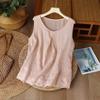 Women's Summer Elegant and Slimming Cotton-Linen Embroidered Sleeveless Tank Top—Perfect for Layering or Wearing On Its Own