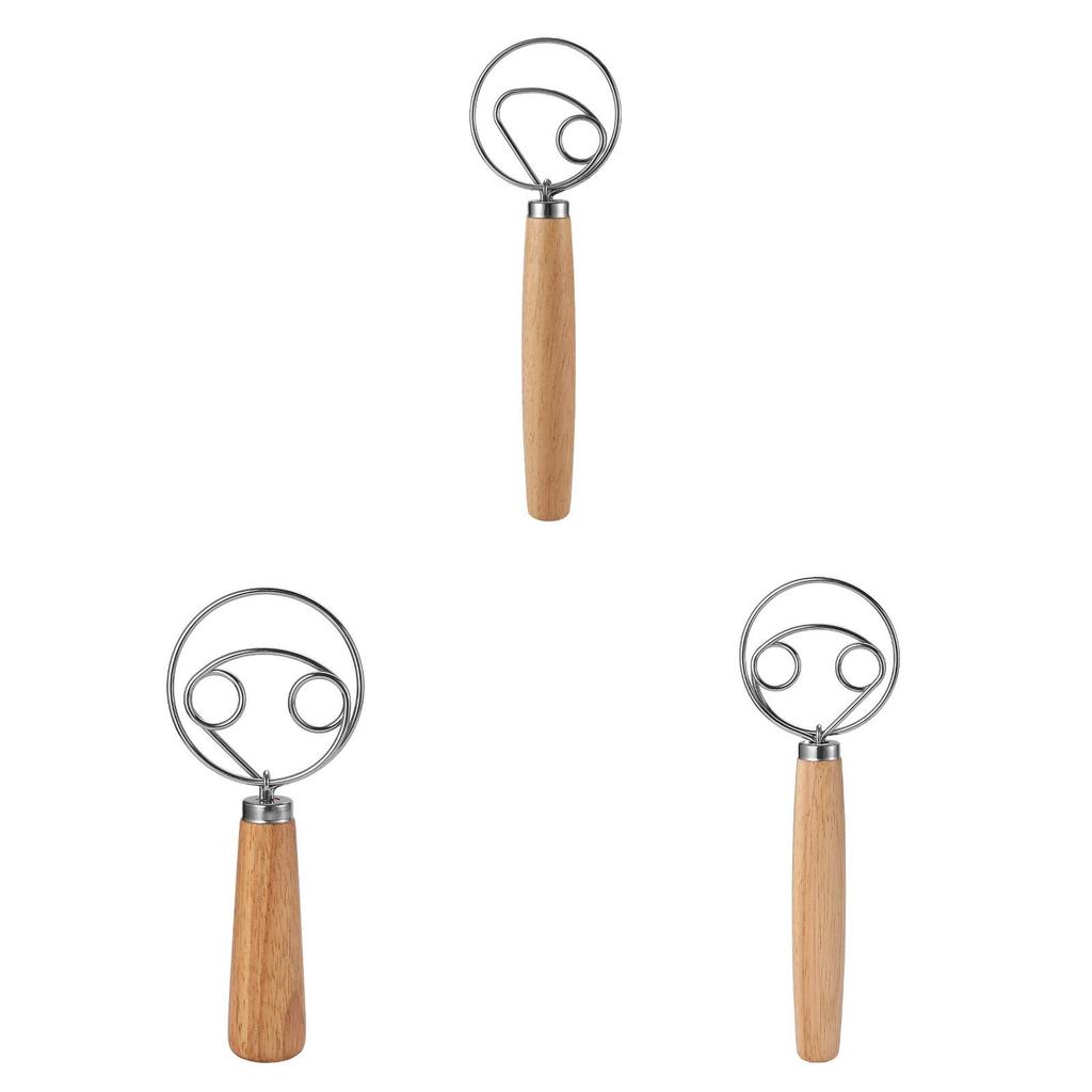 Modern Simple Wooden Egg Beater With Stainless Steel Mixing Rod For Kitchen Daily Use