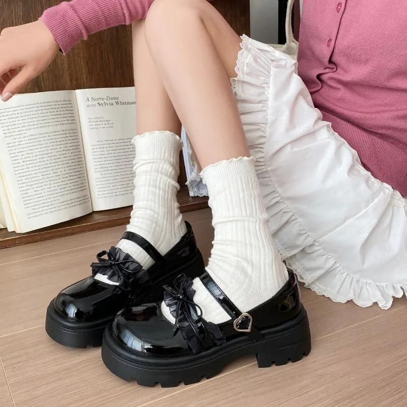 Fashion 2025 Brand Loafers Women's High Heels Fashion Butterfly-knot New Buckle Strap Round Toe Dress Best Seller Platform Heelszapatos