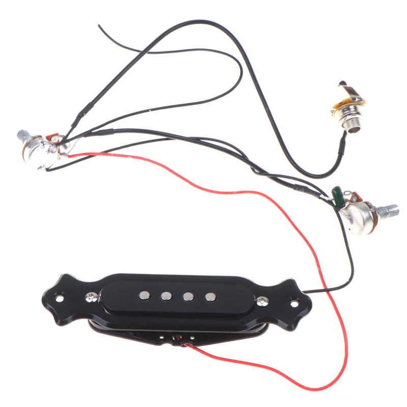 Electric Guitar Pickup Q84C Soundhole Prewired Active Pickup 4 String For Cigar Box Guitar Parts Accessories чёрный