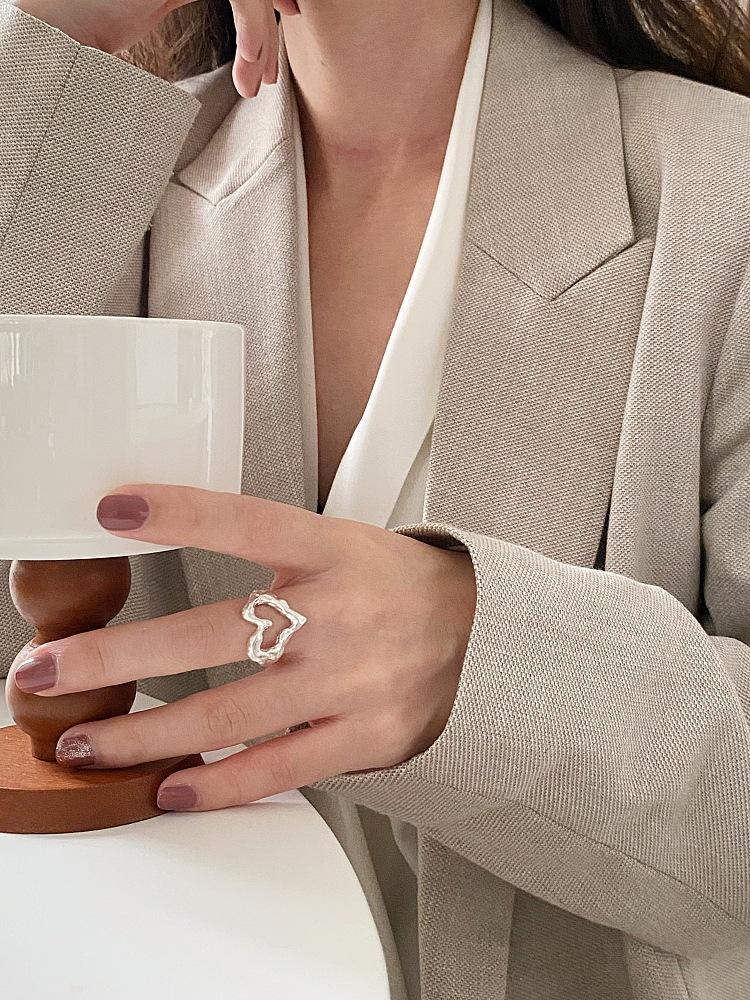 Punk Farbringe für Damen Herren Paar Minimalistisch Handgefertigt Einfacher Herzring Party Schmuck Geschenk Anti-Allergie