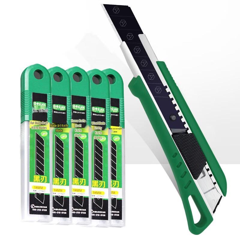 LAOA Large Black Blade Utility Knife with 50 Blades