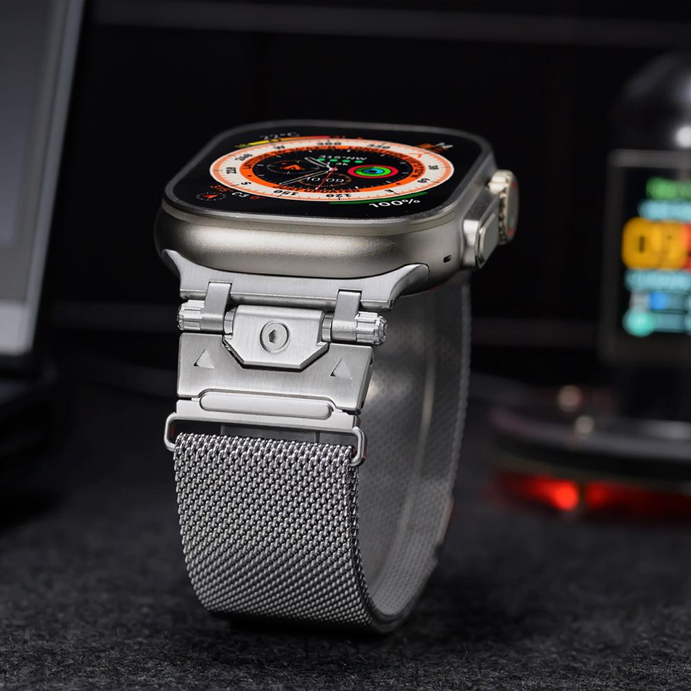 MEN Milanese Loop Strap for Apple Watch Series 10 46mm Ultra 49mm Stainless Steel Band for Series 9 8 7 6 5 4 45mm 44mm Correa
