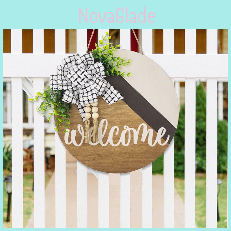 Charming Welcome Front Door Farmhouse Decor Wreath With Spring Bow And Wooden Beads