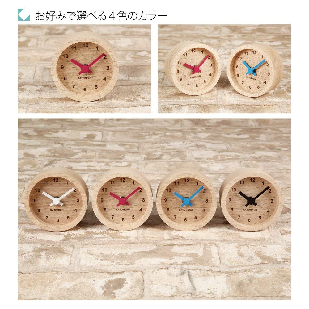 KATOMOKU Mini-Uhr rund rotes Holz Strand km-26