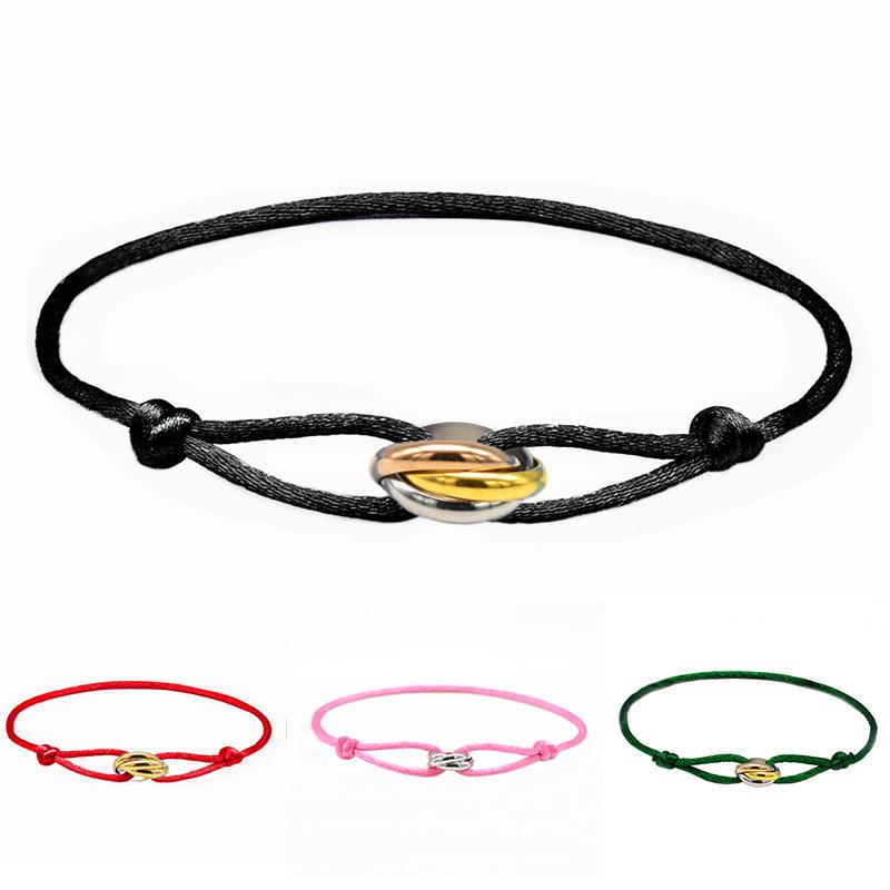 Braccialetto lucky con perline per coppia, amicizia, anelli in acciaio inossidabile, regolabile, impermeabile, braccialetto per amanti per donne, uomini, gioielli