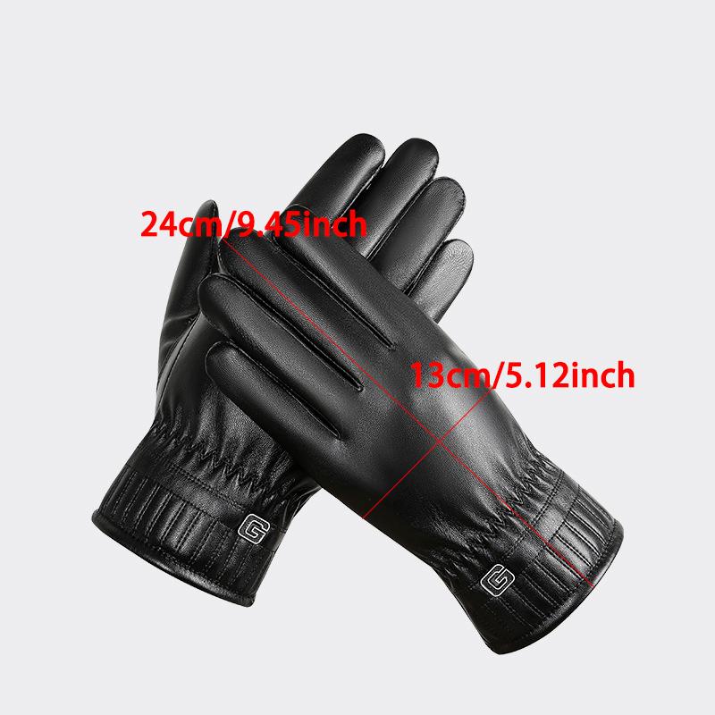 WTEMPO 1 Paar 4 Stile Kunstleder PU Touchscreen Vollfingerhandschuhe Kältefest Winddicht Warm Plüsch Outdoor Radhandschuhe