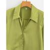 Kaslead Fashion Style Silk Satin Texture Long Sleeves Shirt