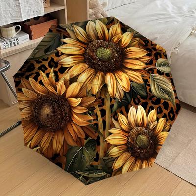 1pc Sunflower Leopard Print Pattern Umbrella  Automatic Opening and Closing Umbrella, High Quality Umbrella, Ideal Gift for Her 274
