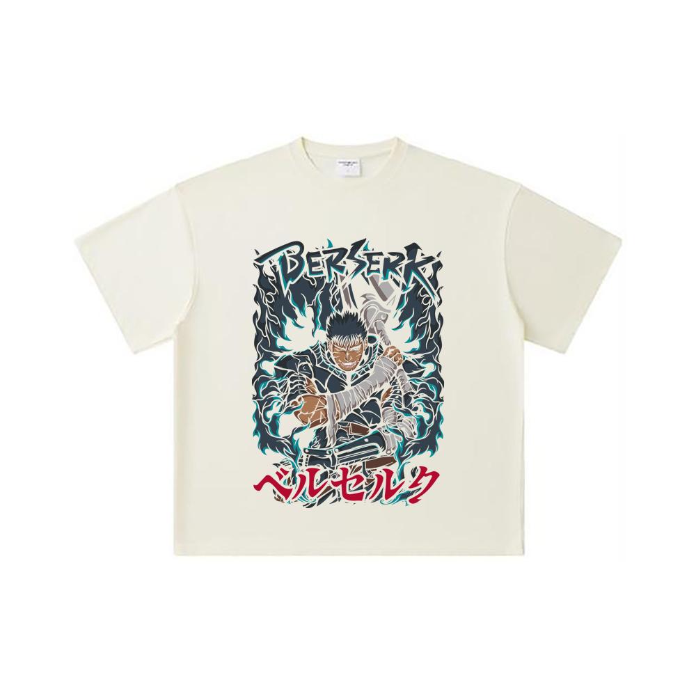

260 GSM Double Yarn 32 Count 100% Cotton Berserk V10 Print Unisex Heavy Cotton T Shirt S