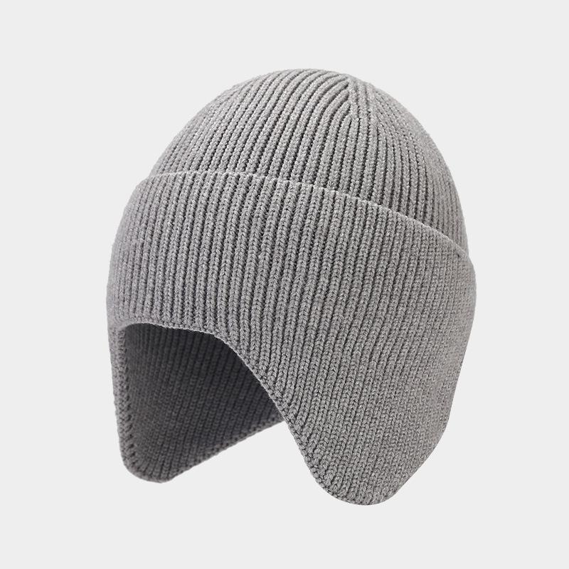 Autumn and winter new outdoor cold-proof ear protection knitted hat men's and women's simple solid color dome pullover hat warm hat tide