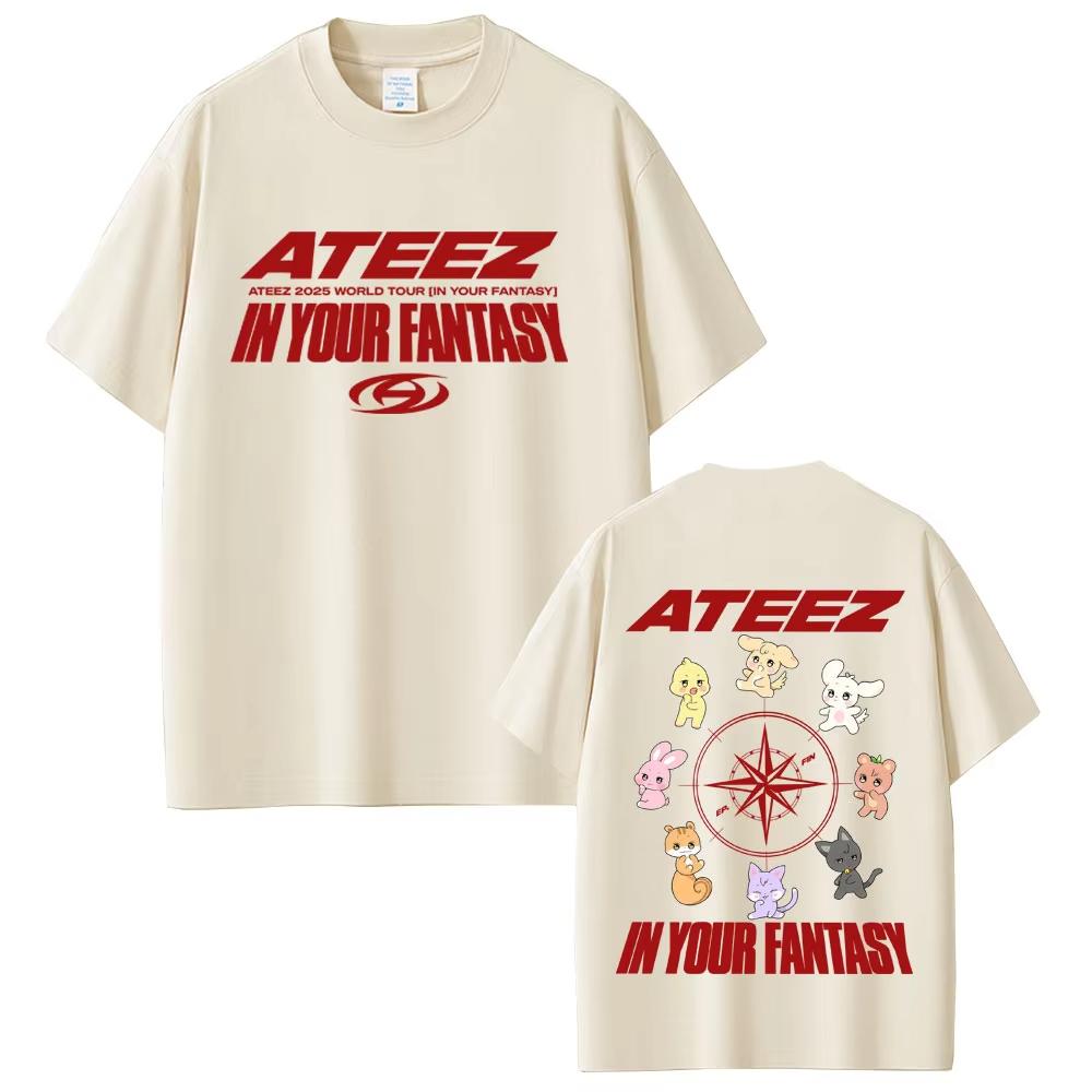 

Ateez Мировой тур 2025 в Your Fantasy Альбом Принтованные Футболки Мужские Женские Поп-Музыка Kpop Одежда Футболка с Короткой Рукавой Топы Хлопок S