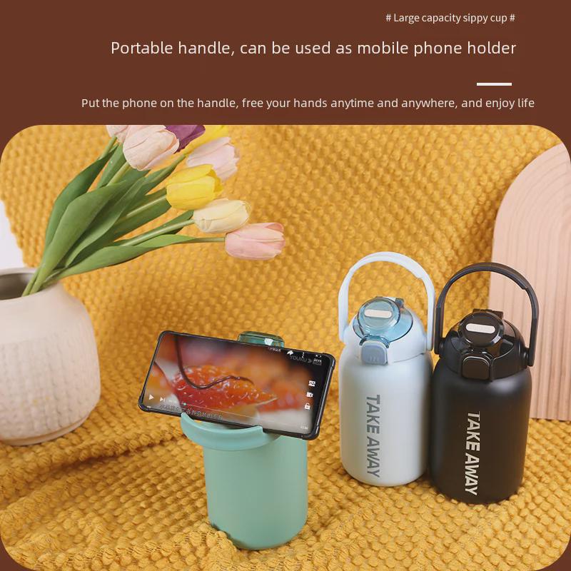 850ml Edelstahl-Isolier-Sportkessel mit großem Fassungsvermögen und Strohhalm