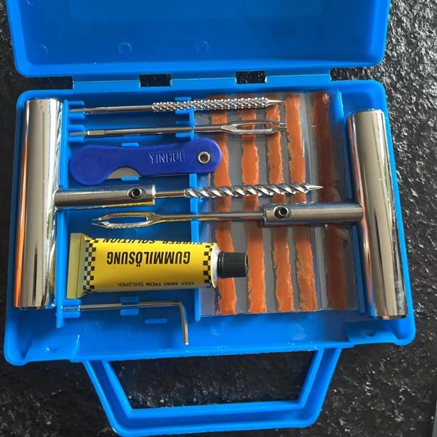 Emergency Tire Repair Kit for Cars & Motorcycles - Vacuum Tool & Quick Glue Strips