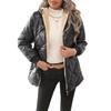 Women's Winter European American Style Loose Thickened Warm Quilted Diamond Pattern Hooded Puffer Coat