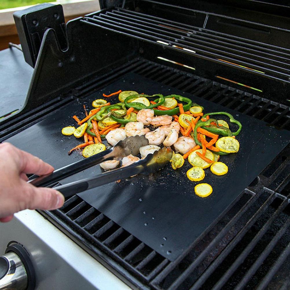 5Pcs Black Fiberglass Non Stick BBQ Grill Mat Heat Resistant