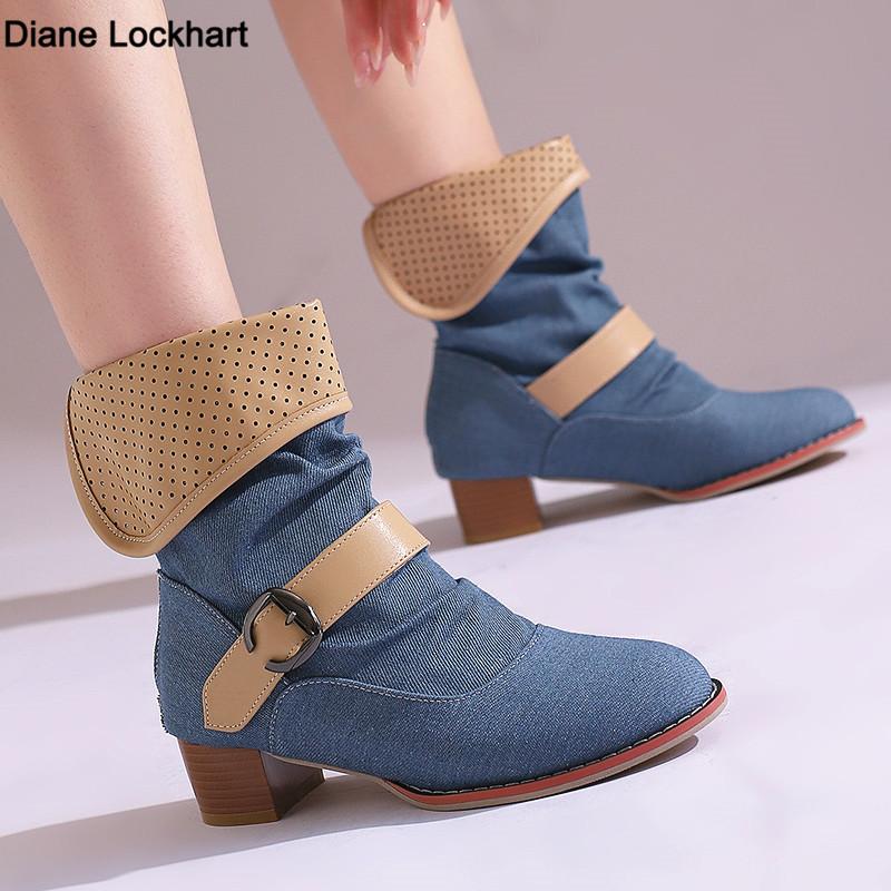 Fashion 2025 Autumn Winter Ladies Short Boots Belt Buckle Decorated Cowboy Boots Square Heel Thick Sole Non-Slip Outdoor Boots Travel