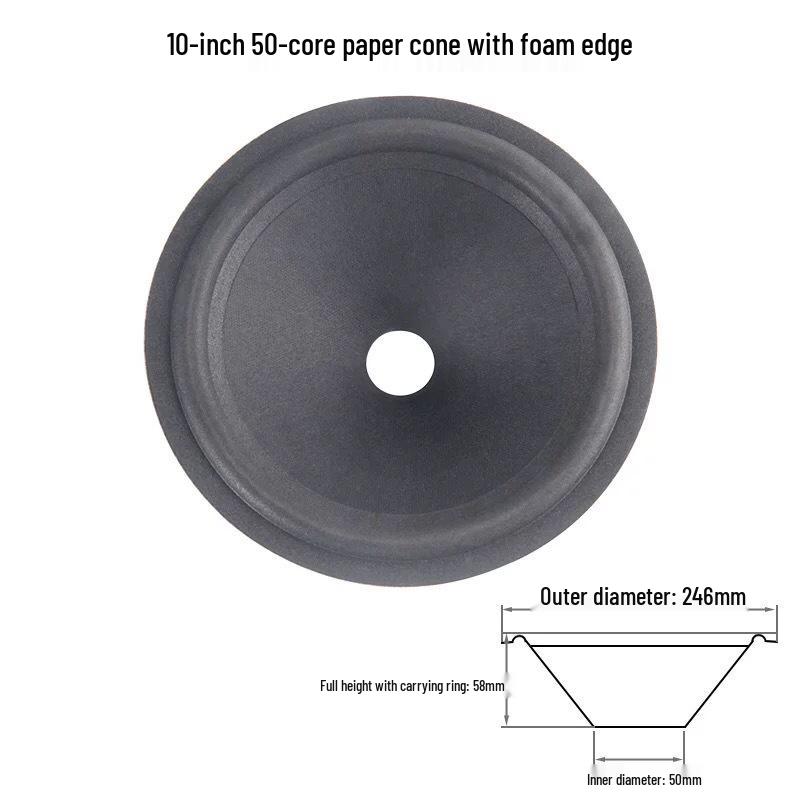 10-inch Woofer Paper Cone with Double/Triple Roll Foam Edge, 50-65mm Core Hole
