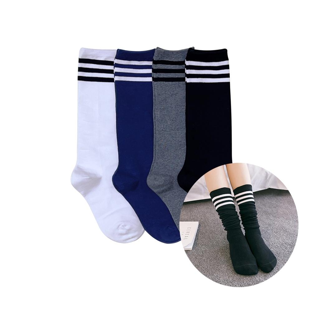 

5 пар женских спортивных гольфов до колена с тремя полосками 5 pairs of charcoal