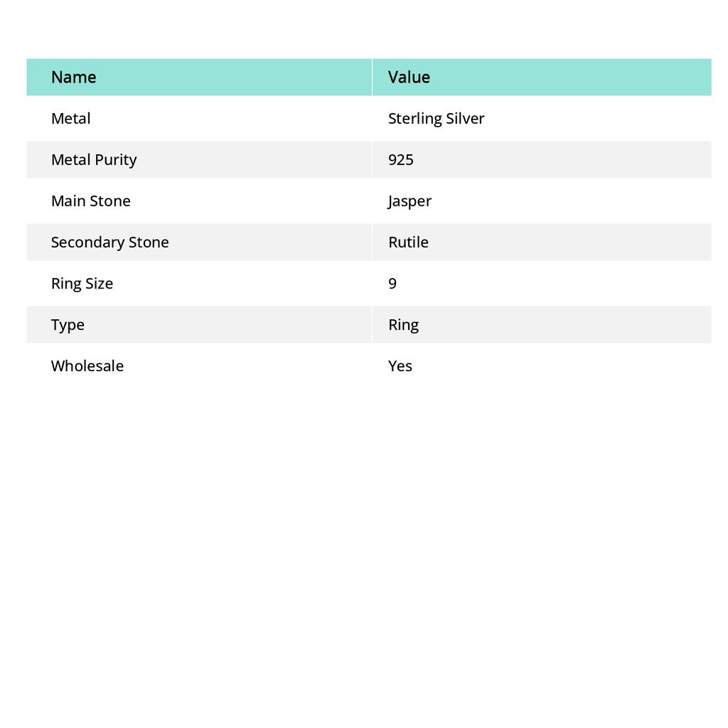 Picasso Jasper, Rutile Gemstone 925 Sterling Silver Jewelry Ring Size 9