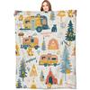 Cute Campervan Campfire Blanket Cartoon Food Digital Printed Flannel Blanket Rv Decorative Blanket