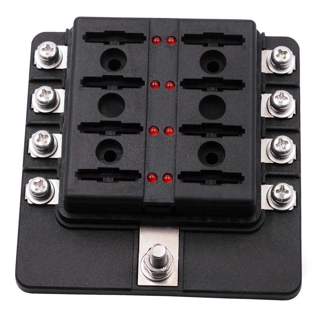 Fuse Box Holder 8 Way Screw Fuse Block for Car, Off-Road, RV, Bus, Yacht, Boat