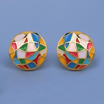 High Quality Exquisite Epoxy Irregular Pattern Hoop Handmade Enamel Earrings Jewelry Birthday Party Bridal Gift