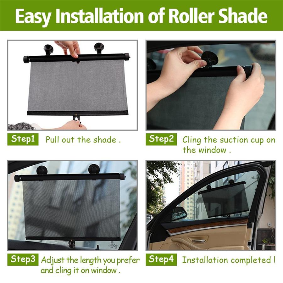 Auto Car Window Sun Shade Cover Roller Side Rear Visor Protector COVER 2 Pack