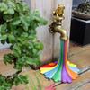 Faucet Ornament Resin Frog Figurine Creative Animal Rainbow Faucet Statue for Garden Home Decoration