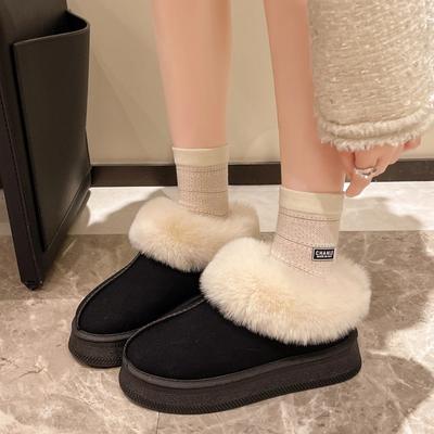 Fashion New 2024 Snow Boots Women's Thermal Plush Lined Furry Versatile Suede Low Cut Ankle Boots Round Toe Warm School Winter Boots