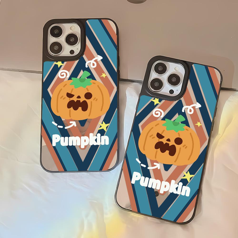 Halloween Pumpkin Ghost Mirror Case for Apple 17 Pro Max, 16 Pro, 15, 14, 13