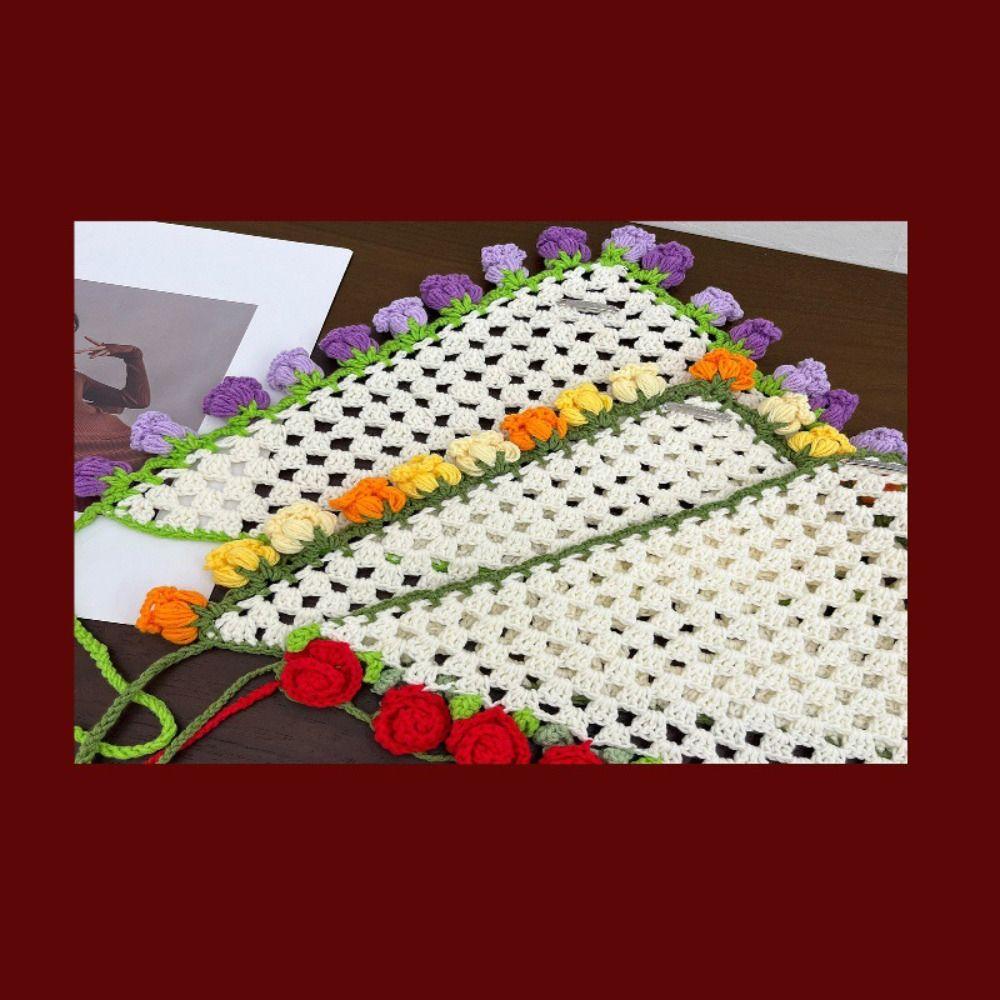 Hair Band Triangle Turban Floral Crochet Bandana Vintage Women Hair Scarf  Children