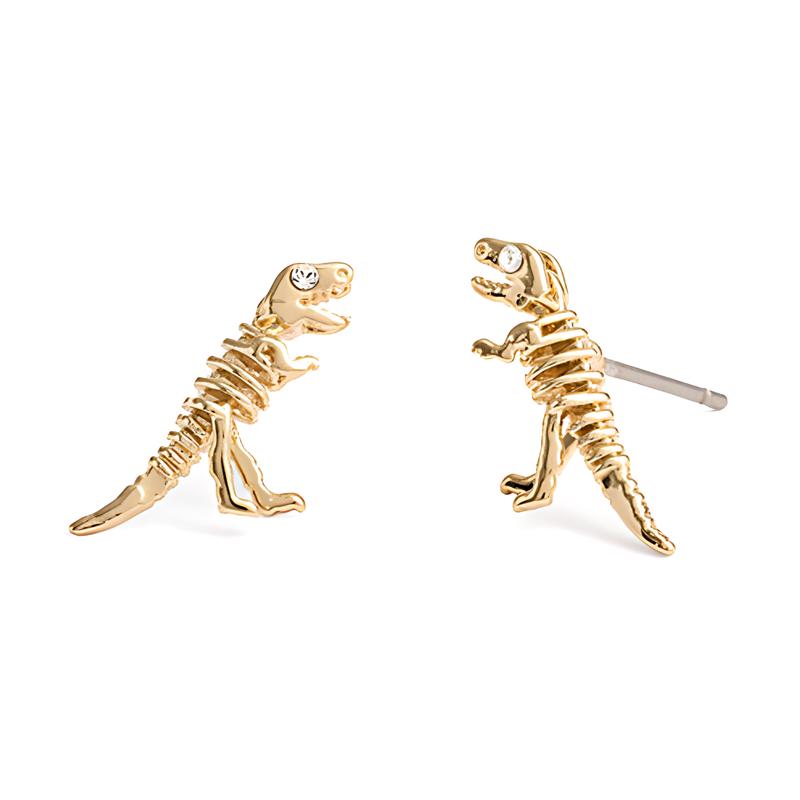 COACH Dinosaur shape brass plated earrings women s gold