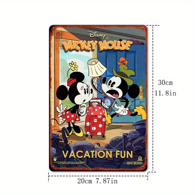 1pc 20.32x30.48cm "Mickey and Minnie's Vacation Fun" Theme, Iron Wall Hanging, Suitable for Room Home Decoration, Disney Classic