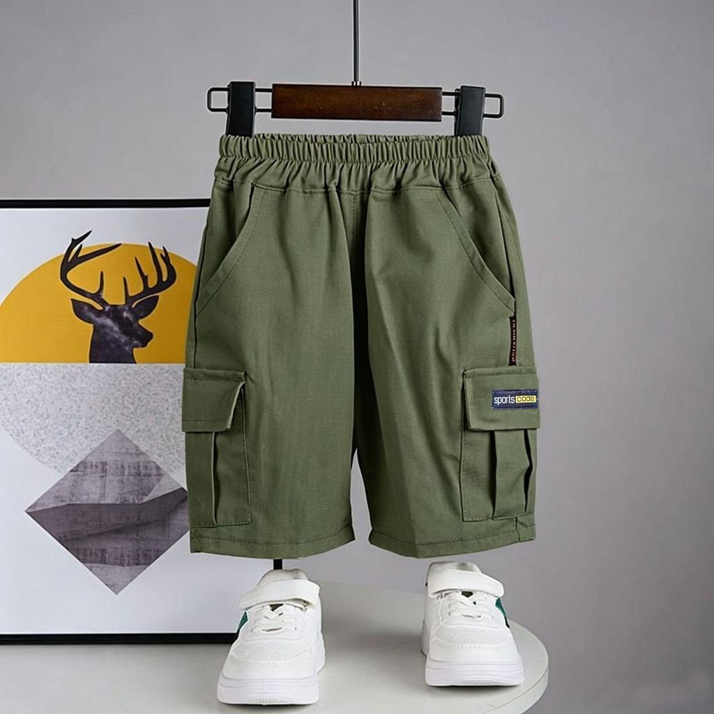 Boys' Cotton Summer Shorts with 3D Pockets - Casual Loose Fit for Kids