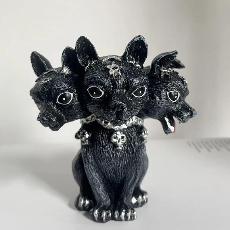 Garden Witch Cat Sculpture Gothic Kitten Decoration Halloween Magic Cat Statue Resin Craft Ornament Home Outdoor Courtyard Decor