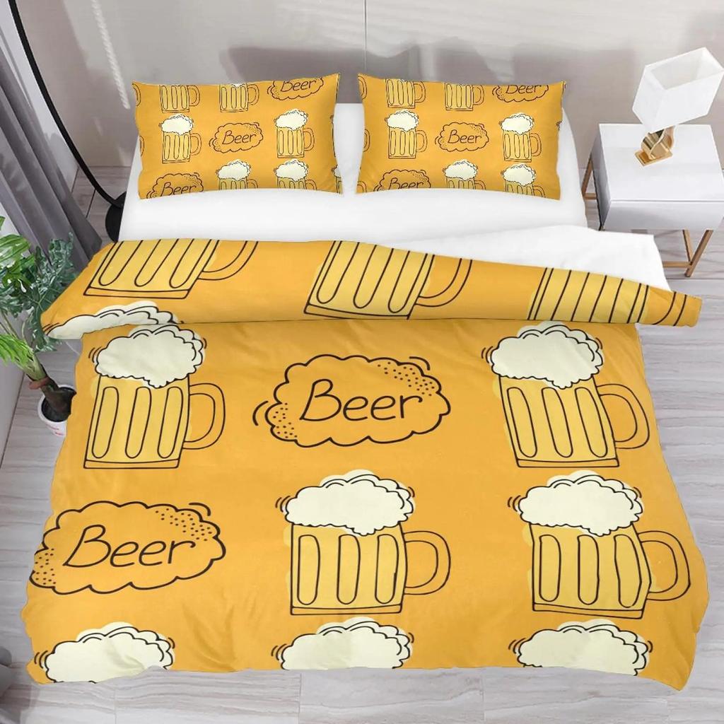 Copripiumino Re Regina Tappo di Bottiglia di Birra Set Biancheria da Letto Festivo Birra Ghiacciata Adolescenti Adulti Buon San Patrizio Copripiumino in Poliestere