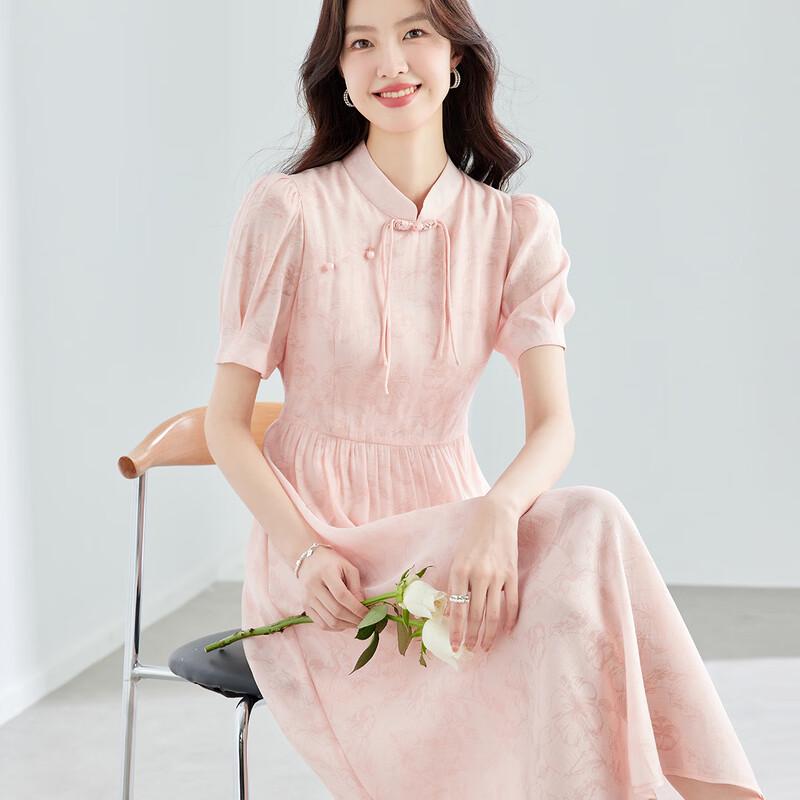 CARBAMMI New Chinese Style Printed Short Sleeve Dress M