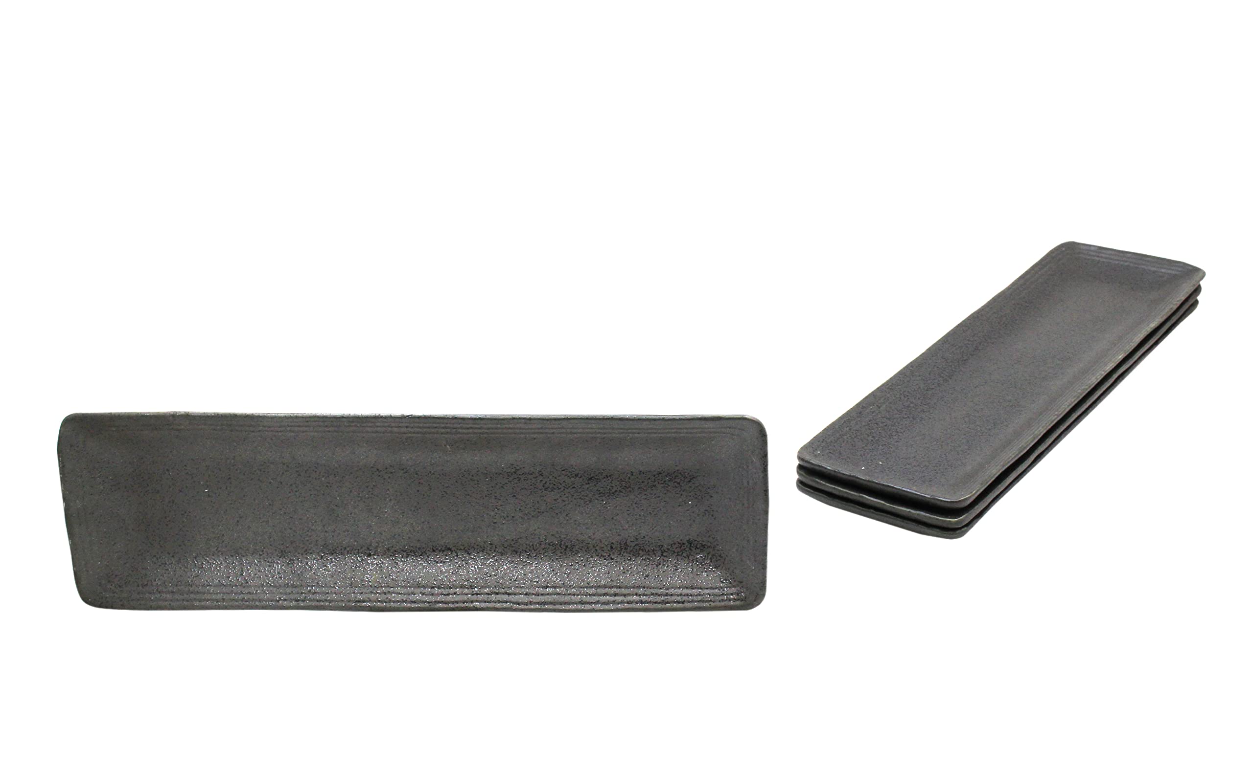 

Mino Ware Japanese Cafe Series [Three-Line Rectangular Sushi Plates] Set of 3 (Size: 30.8cm x 9.2cm x 2cm)