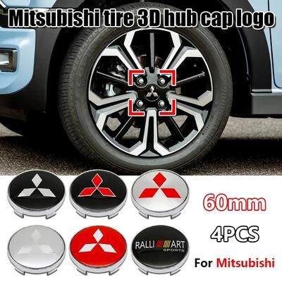 4 Pièces 60mm Cache-Moyeux de Roue de Voiture Autocollants Cache-Jante Auto Pour Mitsubishi Outlander Pajero XL Montero Lancer Triton l200 Galant