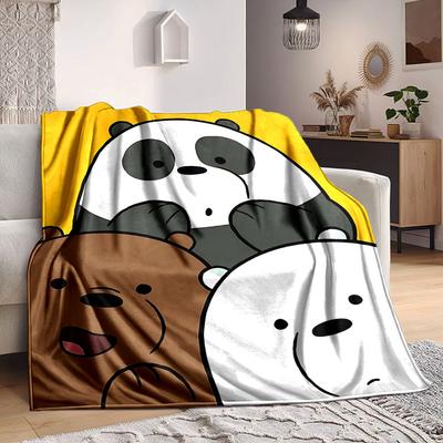 1 Stück We Bare Bears Flanell-Kuscheldecke Leicht Weich Warm Ganzjahresdecke für Sofa, Bett, Reisen,L1028101