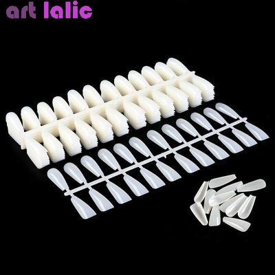 240Pcs Natural False Coffin Nail Tips Ballet T-Shaped Fake Full Cover Nail Art Gel Polish UV Tools Manicure Accesories