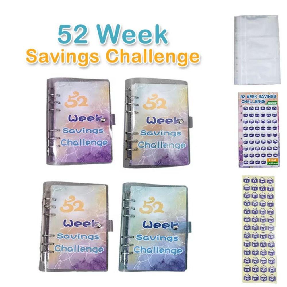 

Креативный еженедельный челлендж на 52 недели, мини-бюджетный органайзер для сбережений, журнал-планировщик $5200&1 Grids-Shiny Cover&Purple