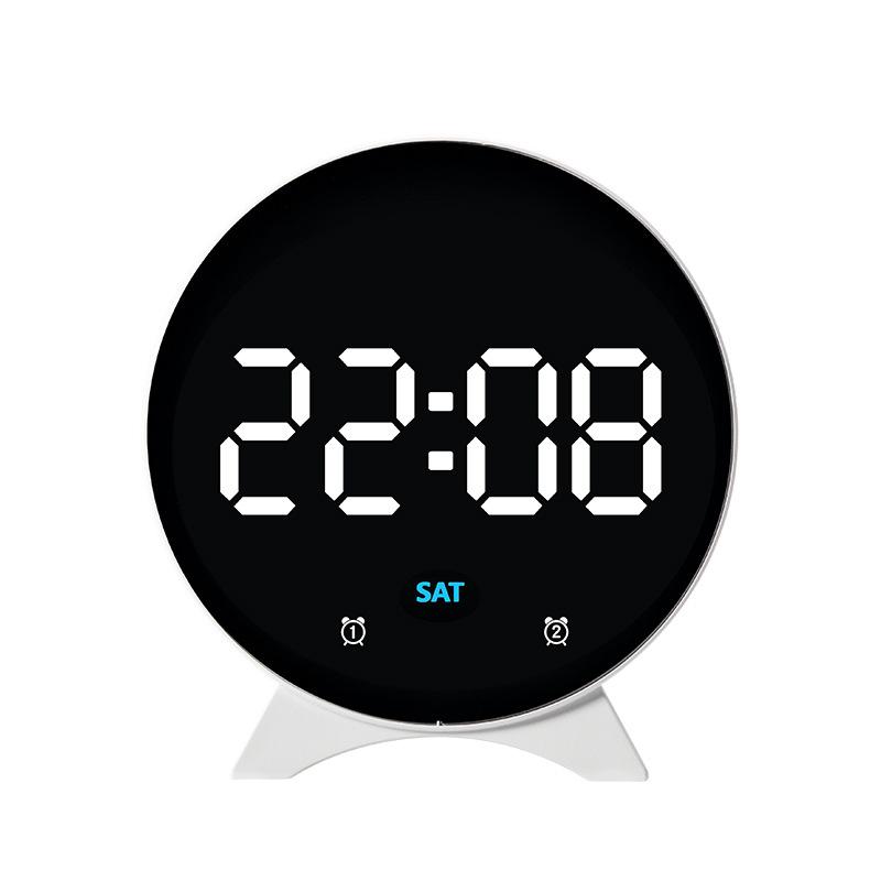 

LED Digital Alarm Clock Week Date Temperature Display Brightness Adjustable 2 Alarms Night Mode Table 12/24H Electronic Clock